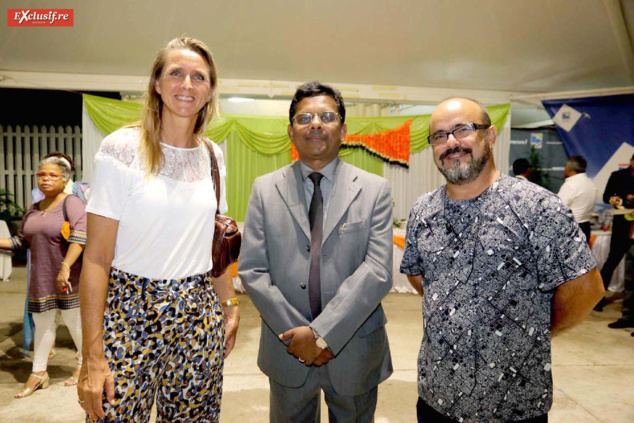 Nathalie Kibicek, Conseillère diplomatique adjointe auprès du Préfet, Babu Paul, Consul Général de l'Inde, et David Leon Gimenez, vice-consul honoraire d’Espagne