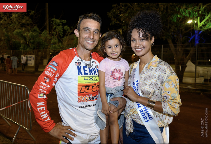 Pascal Dorseuil, star locale de la moto, avec sa fille, et Tatiana Faubourg