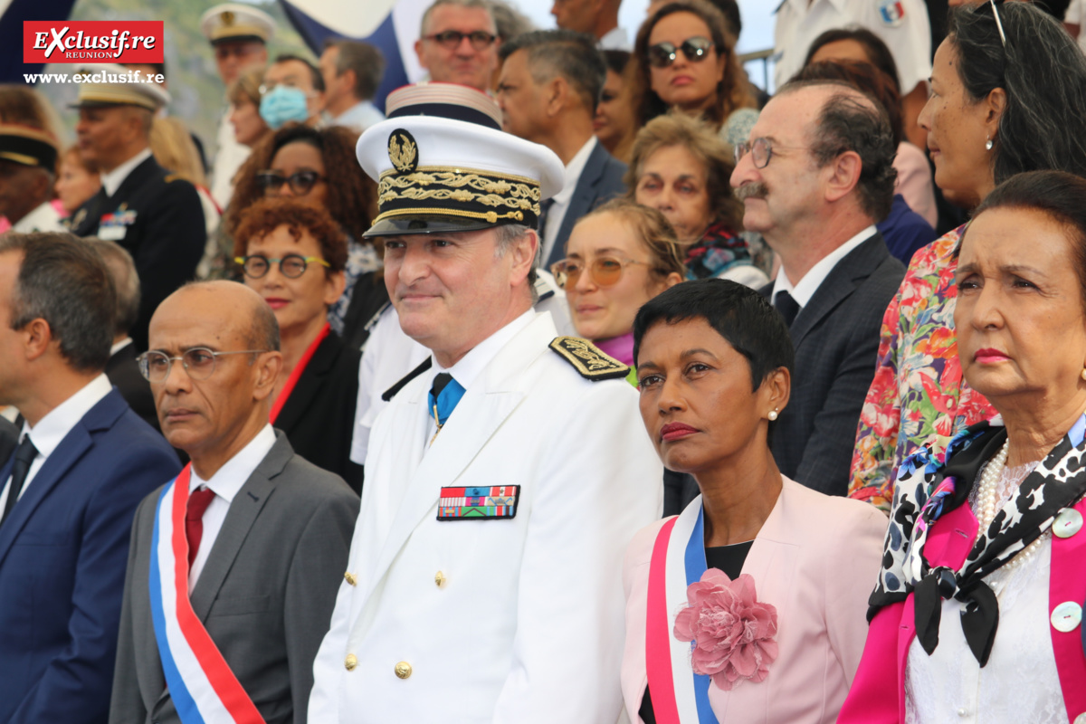 Philippe Naillet, député, Jacques Billant, Préfet de La Réunion, Ericka Bareigts, maire de Saint-Denis, et Huguette Bellon, présidente de la Région