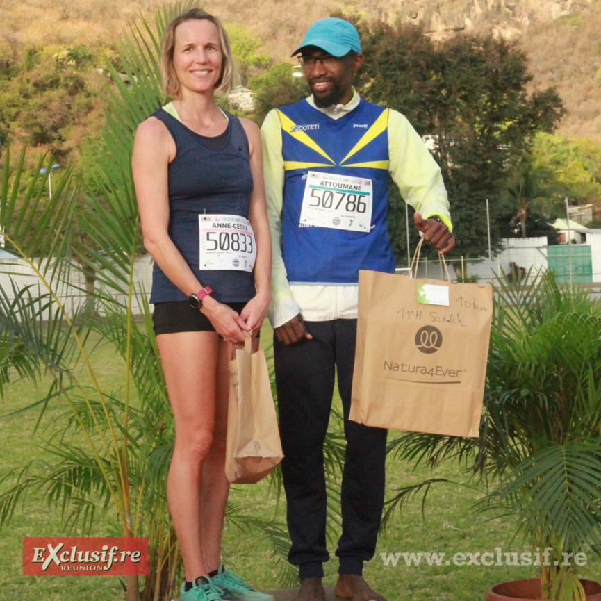 Anne-Cécile Delchini et Abdul-Had Attoumane,  vainqueurs des 10 km de Saint-Leu