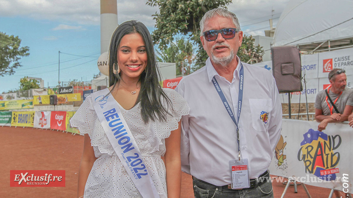 Marion Marimoutou, Miss Réunion 2022, et Pierre Maunier, président de l’association Grand Raid