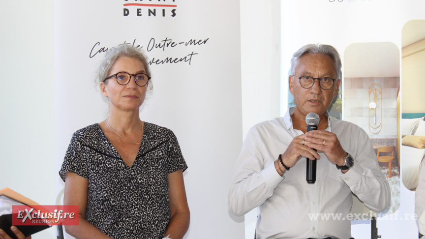 Astrid Combemorel, directrice régionale adjointe en charge des opérations Pôle Emploi, et Georges Malet, directeur de la filiale Enac Réunion