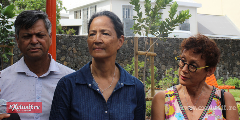 Jean-Claude Lakia-Soukalie, Brigitte Adame, tous deux élus de la mairie, et Marie Jo Lo Thong, directrice des affaires culturelles de La Réunion