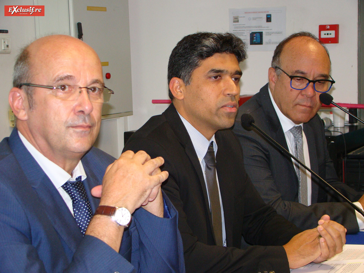 Frédéric Tupin, directeur de l'ESPE, Frédéric Miranville, président de l'Université de La Réunion, et Philippe Eugène, Inspecteur Education Nationale 1er degré