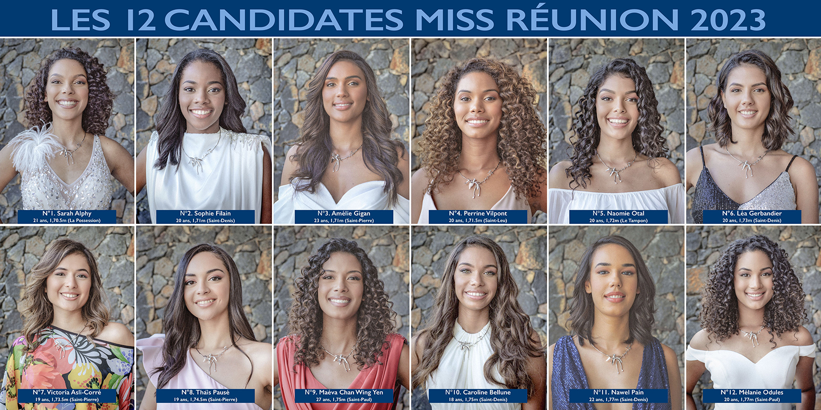 Les 12 candidates Miss Réunion 2023