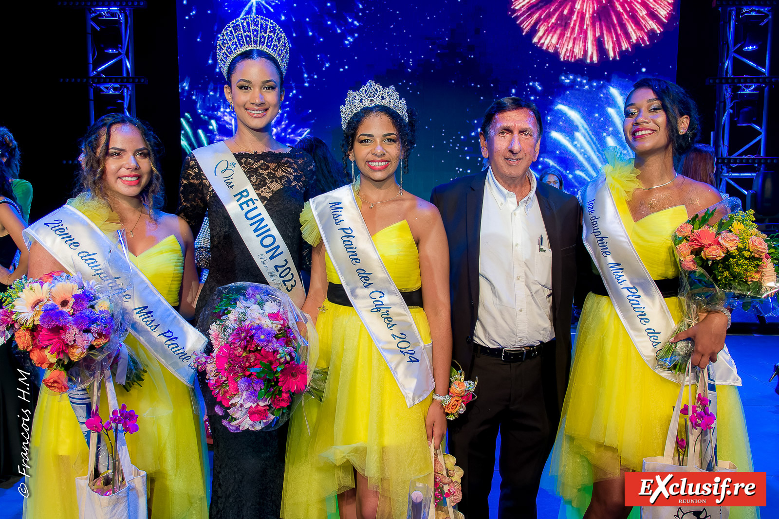 Les lauréates avec Mélanie Odules et Aziz Patel, Comité Miss Réunion