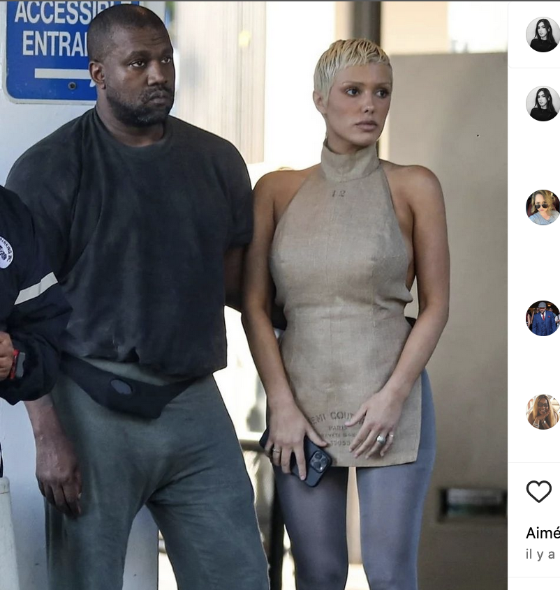 Kanye West et sa compagne Bianca Cesori (photo Instagram)