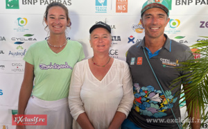 Maïré Bray, championne de beach tennis, Virginie Sallé, adjointe au maire de Saint-Paul, et Renaud Bourjea, directeur du tournoi