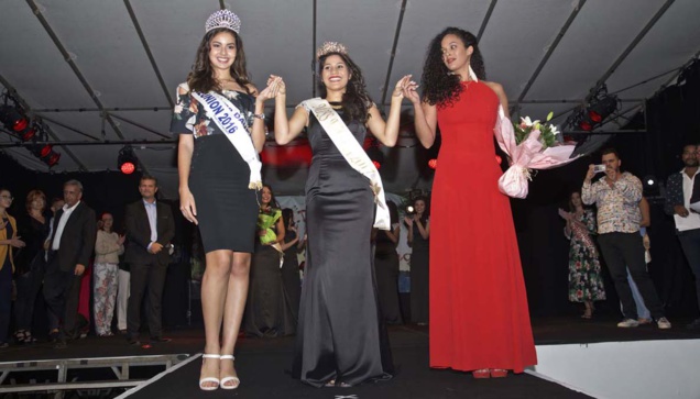 Ambre N'guyen, Miss Réunion 2016, Chloé Damour, Miss Vacoa 2017, et Florence Arginthe, Miss Réunion 2010
