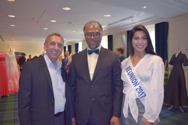 Aziz Patel, délégué Miss France, Jean-Roger Siquilini, président de JS Consulting, et Audrey Chane Pao Kan, Miss Réunion 2017