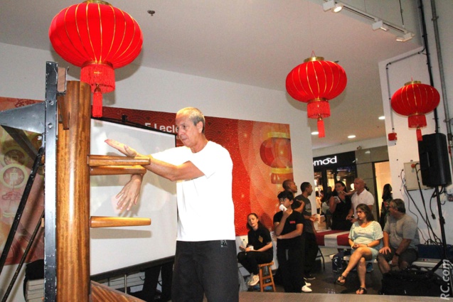 Démonstration sur le mannequin de bois par Sifu Muller Lauret Démonstration sur le mannequin de bois par Sifu Muller Lauret