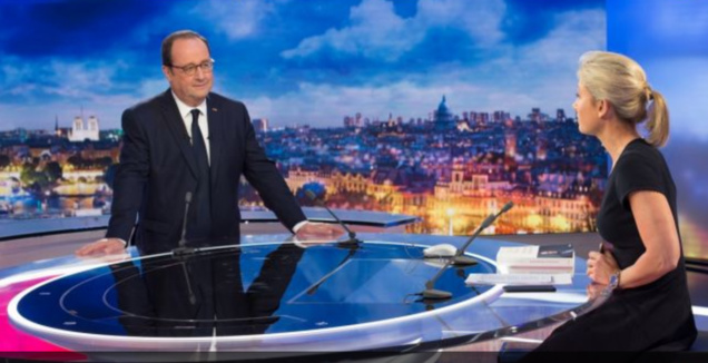 François Hollande, debout face à Anne-Sophie Lapix, et l'audience baissa... François Hollande, debout face à Anne-Sophie Lapix, et l'audience baissa...