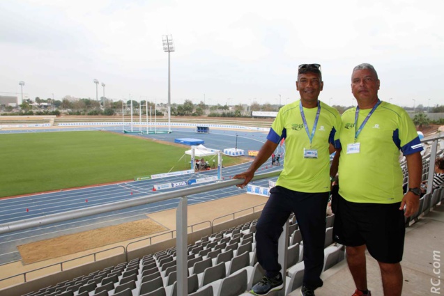 Jean-Pierre Mardémoutou et Frédéric Payet dans le stade de Malaga Jean-Pierre Mardémoutou et Frédéric Payet dans le stade de Malaga
