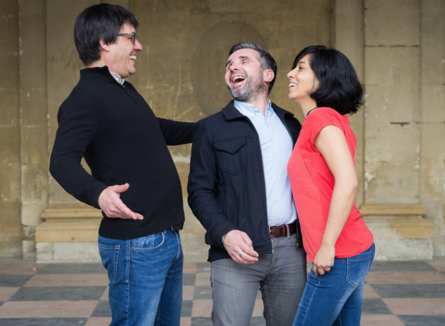 Le trio de jazz Akoda: Benjamin Peltier, Franck Leymerégie, et Valérie Chane Tef