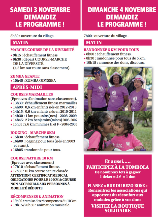 Le programme du samedi 3 et du dimanche 4 novembre