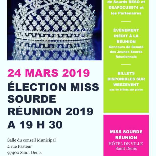 Miss Sourde Réunion 2019: élection dimanche 24 mars Miss Sourde Réunion 2019: élection dimanche 24 mars