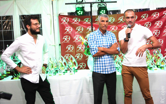 Guy Dreulle et Bertrand Vienne avec Jean-Louis Prianon qui avait participé au lancement du Team City-Sport