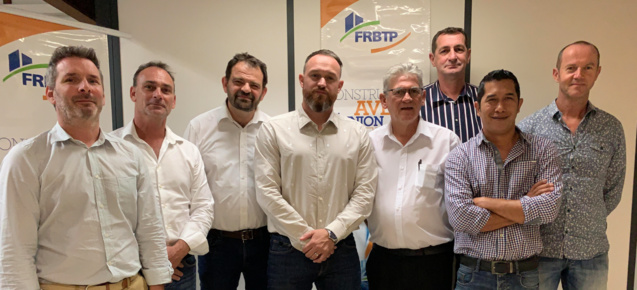 Anthony Lebon (au centre), nouveau président de la FRBTP, avec le nouveau bureau de la Fédération
