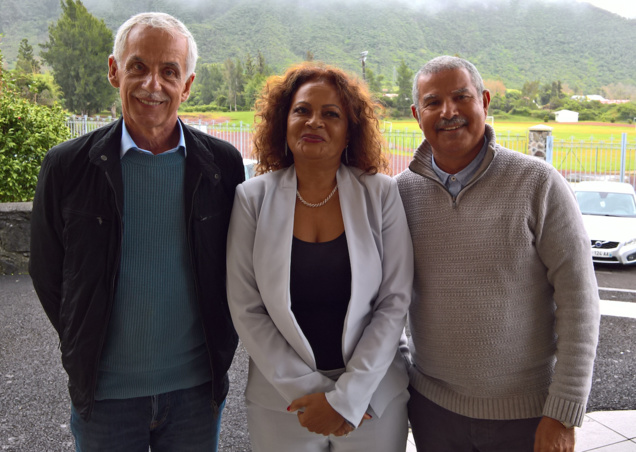 Philippe Louis, président Confédéral CFTC, Ghislaine Bancalin, vice-présidente chargée de la Communication, et Jean-Yves Hoarau, nouveau président de l'UR CFTC Réunion Mayotte