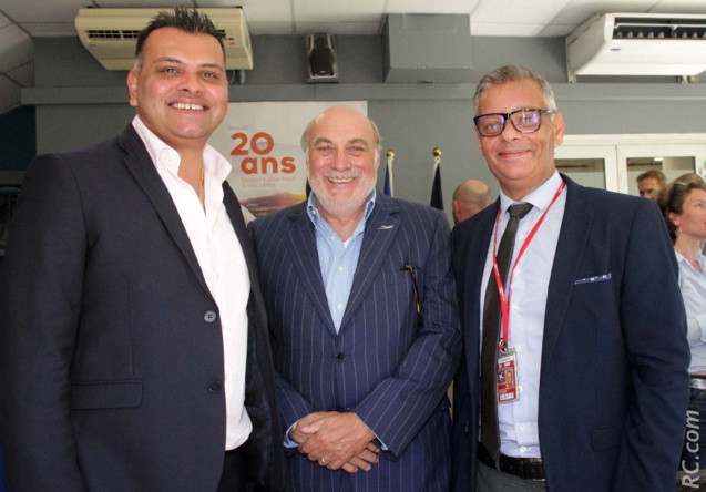 Arvind Bundhun, Arnaud Martin, président de MFDC, et Robert Bourquin, directeur Air Mauritius Réunion