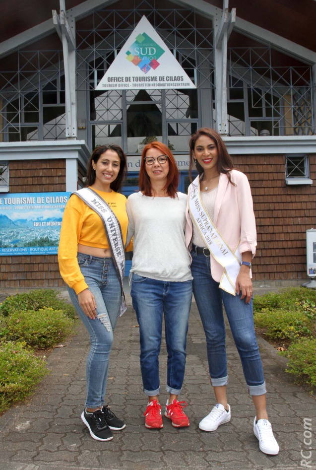 Varsha Ragoobarsing, Sandrine Aho-Nienne, adjointe au maire de Saint-Pierre, et Anoushka Ah Keng