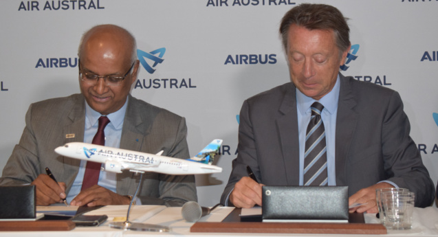 Signature d'une commande de près de 180 millions d'euros (prix catalogue, on ne connaît pas le tarif accordé à Air Austral)... Signature d'une commande de près de 180 millions d'euros (prix catalogue, on ne connaît pas le tarif accordé à Air Austral)...