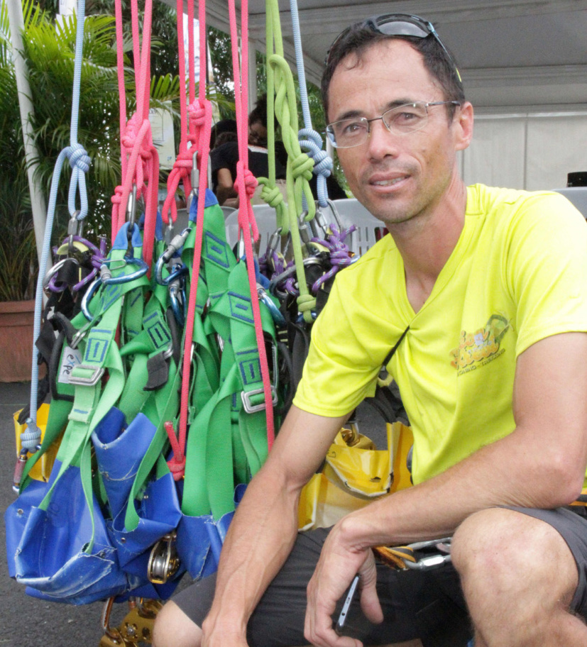 Le traileur Gilbert Ah-Fat, responsable de la tyrolienne