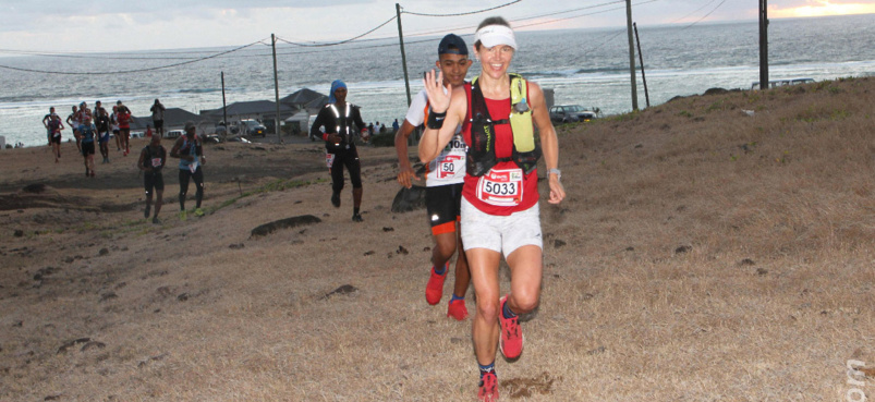 Toujours avec le sourire, Landie Greyling était sur l’épreuve reine du Trail de Rodrigues