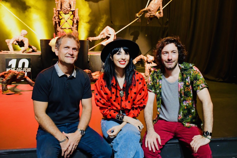 Olivier Rivière, maire de Saint-Philippe et vice-président de la Région, Aurélia Mengin, réalisatrice et fondatrice de Même Pas Peur, et Nicolas Luquet, co-organisateur du festival