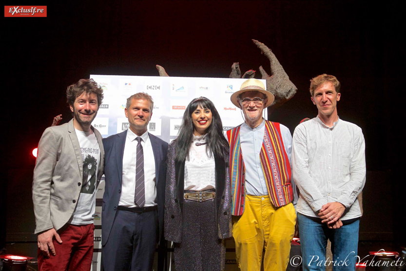 Nicolas Luquet, Olivier Rivière, Aurélia Mengin, René-Louis Pestel, président de la Cité des Arts, et Raphaël Buhot, directeur de la Cité des Arts