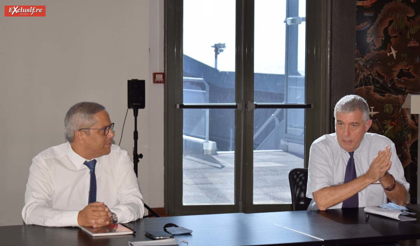Fabrice Grondin, directeur des Opérations à l'Aéroport Roland Garros, et Lionel Montocchio, directeur régional de l'Aviation Civile