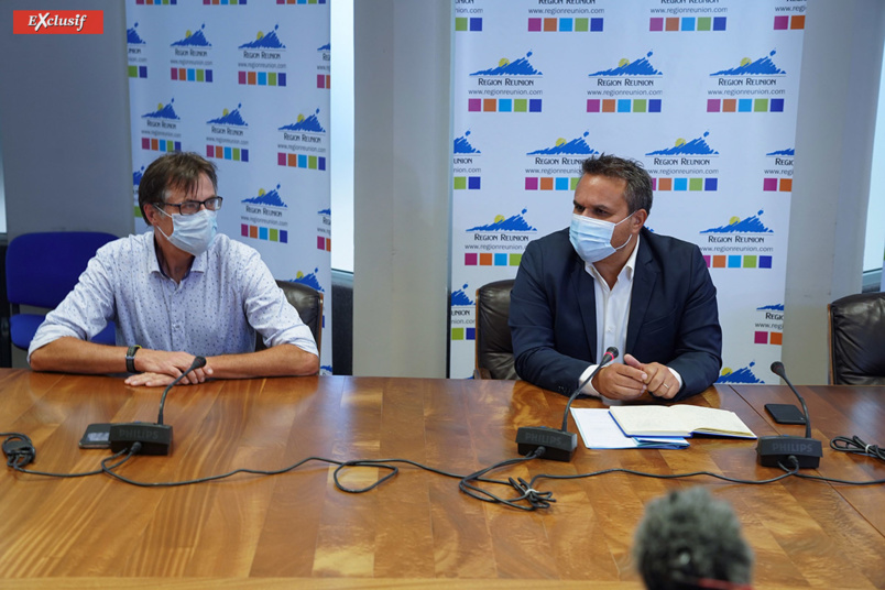 Nicolas Morbé, directeur des Routes à la Région, et Didier Robert, président de la Région Réunion Nicolas Morbé, directeur des Routes à la Région, et Didier Robert, président de la Région Réunion