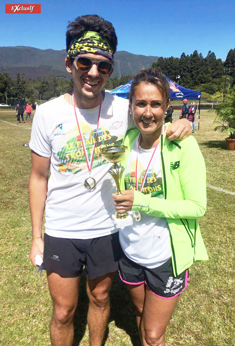 Isabelle Laude et Beverley Brutus, 3ème au Relais du Trail des 3 Pitons à la Plaine des Palmistes