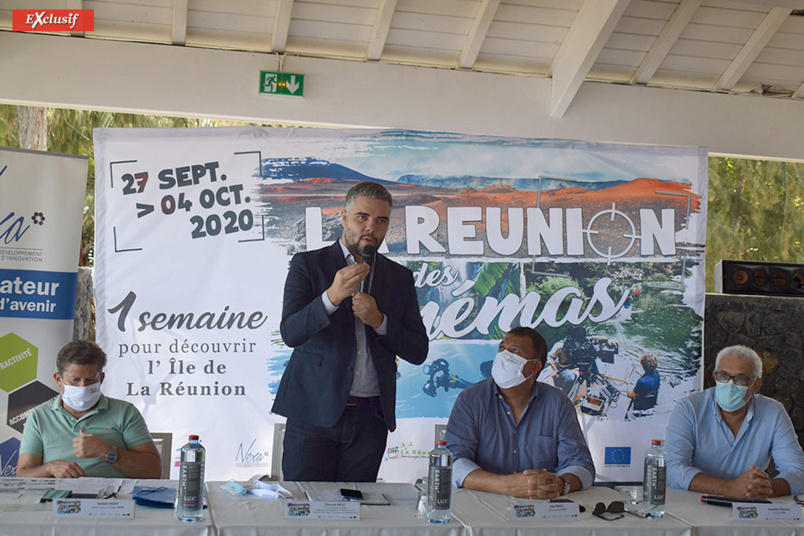 Gaston Bigey, directeur de Nexa, Vincent Payet, vice-président de la Région, Edy Payet, délégué général de l'Agence Film Réunion, et Azzedine Bouali, président de la FRT Gaston Bigey, directeur de Nexa, Vincent Payet, vice-président de la Région, Edy Payet, délégué général de l'Agence Film Réunion, et Azzedine Bouali, président de la FRT