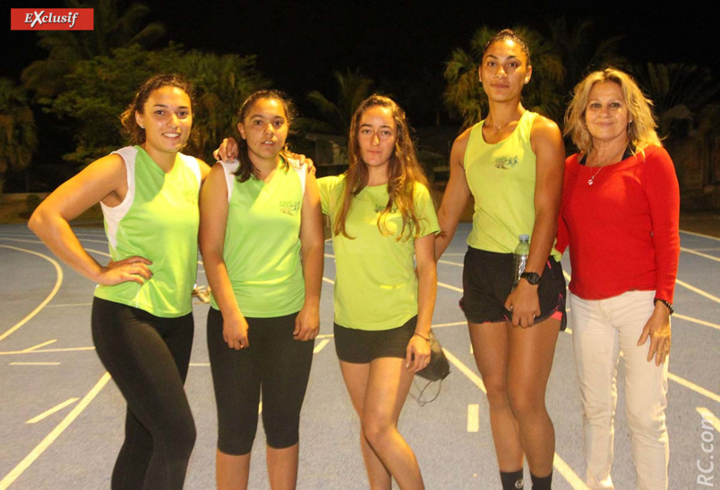 Les filles du CAPC titrées sur le 4x100, et leur présidente Marlène Chane See Chu