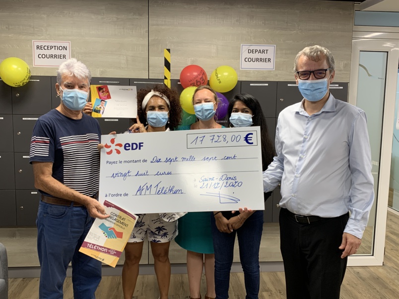 EDF La Réunion remet un chèque de 17 728 euros à l’AFM-Téléthon EDF La Réunion remet un chèque de 17 728 euros à l’AFM-Téléthon