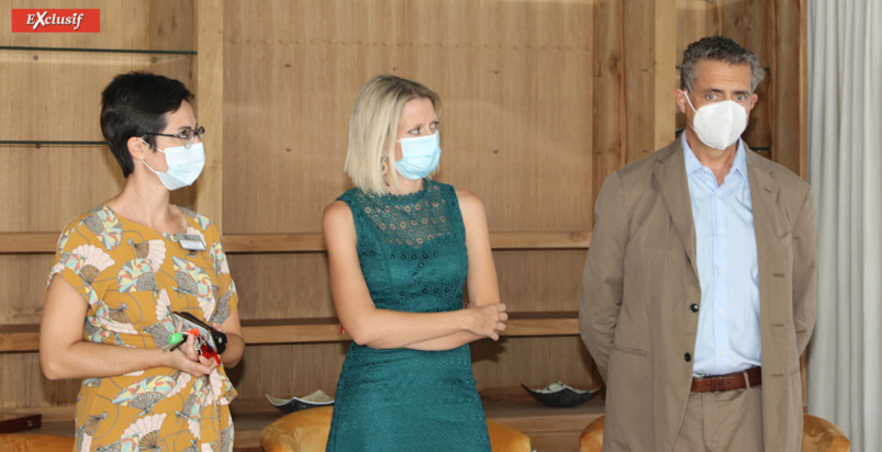 Sandrine Pécot, directrice de l'EHPAD Aude, Pauline Lévy, directrice du Pôle Séniors Mediaustral, et Pierre Chenard, président de Mediaustral