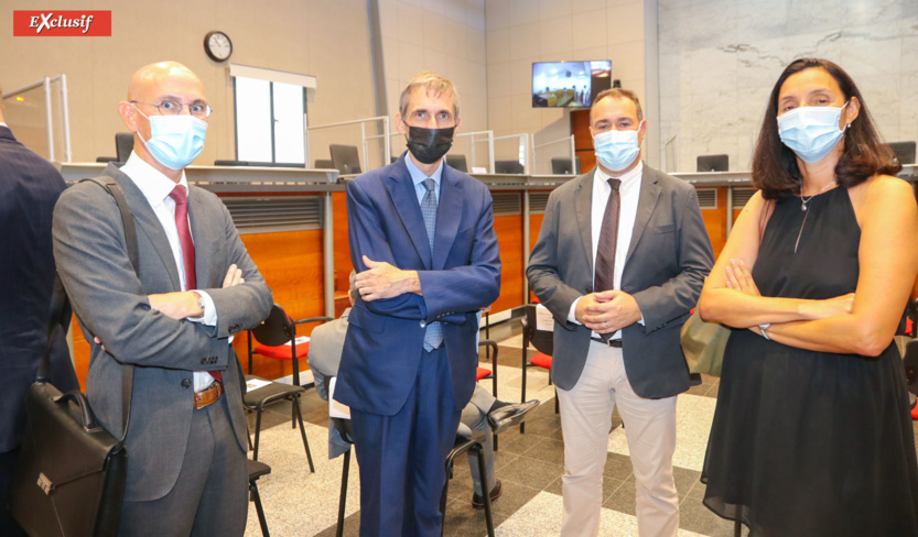 Didier Herry, procureur financier près les Chambres Régionales des Comptes Réunion et Mayotte, Eric Tuffery, procureur de la République de Saint-Denis, Bruno Karl, président du Tribunal judiciaire de Saint-Denis, et Valérie Lebreton, présidente du Tribunal judiciaire de Saint-Pierre Didier Herry, procureur financier près les Chambres Régionales des Comptes Réunion et Mayotte, Eric Tuffery, procureur de la République de Saint-Denis, Bruno Karl, président du Tribunal judiciaire de Saint-Denis, et Valérie Lebreton, présidente du Tribunal judiciaire de Saint-Pierre
