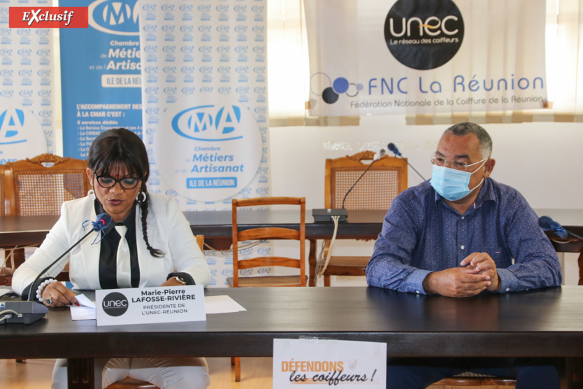Marie-Pierre Lafosse-Rivière, présidente de l'UNEC Réunion, et Bernard Picardo, président de la Chambre de Métiers et de l'Artisanat de La Réunion