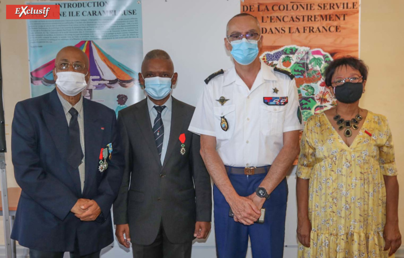 Mario Serviable, Ary Langenier, vice-président de la section SMLH-R et vice-président du Comité Nord et Est, général Pierre Poty, et Dominique Dambreville, porte-drapeau et membre du Comité Nord et Est Mario Serviable, Ary Langenier, vice-président de la section SMLH-R et vice-président du Comité Nord et Est, général Pierre Poty, et Dominique Dambreville, porte-drapeau et membre du Comité Nord et Est