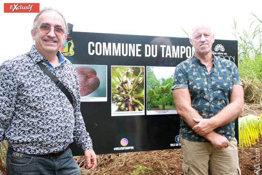 Olivier Voillequin, paysagiste à la mairie du Tampon, et Olivier Coton, président de Palmeraie-Union Olivier Voillequin, paysagiste à la mairie du Tampon, et Olivier Coton, président de Palmeraie-Union