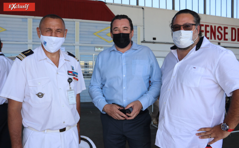 Lieutenant-colonel Sébastien Rivas, commandant du DA 181, Pascal Turonnet, directeur des hôtels Exsel, et Yann Lefebvre, PDG des hôtels Exsel Lieutenant-colonel Sébastien Rivas, commandant du DA 181, Pascal Turonnet, directeur des hôtels Exsel, et Yann Lefebvre, PDG des hôtels Exsel