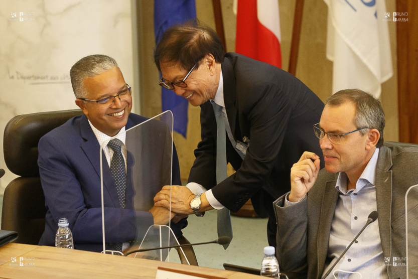 Cyrille Melchior, André Thien Ah Koon et Serge Hoarau