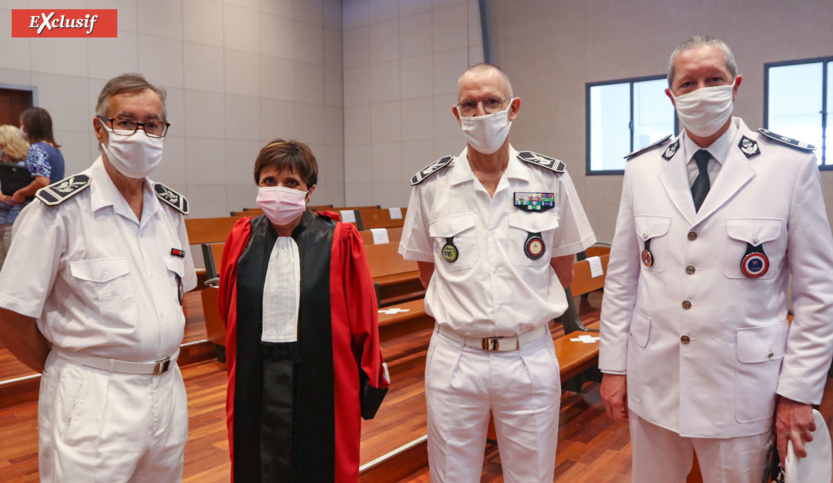 Patrice Puaud, directeur du Centre de Détention du Port, Magali Issad, conseillère, Pascal Bruneau, directeur du Centre Pénitentiaire de Saint-Denis, et Pascal Vion, directeur de la Maison d'Arrêt de Saint-Pierre Patrice Puaud, directeur du Centre de Détention du Port, Magali Issad, conseillère, Pascal Bruneau, directeur du Centre Pénitentiaire de Saint-Denis, et Pascal Vion, directeur de la Maison d'Arrêt de Saint-Pierre