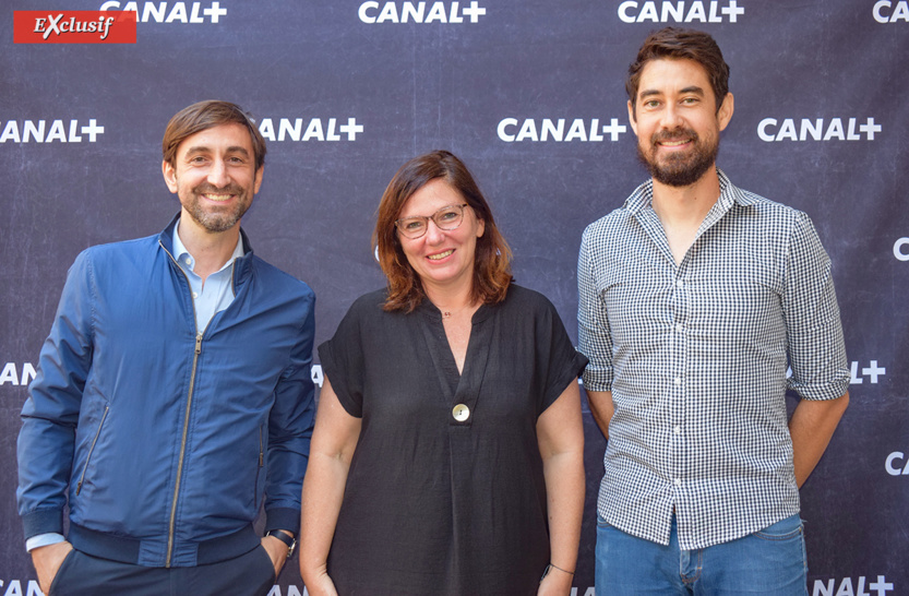 Frank Nicolas, consultant, Samantha Nahama, et Charles Lauret, chargé de communication Canal+ Réunion Frank Nicolas, consultant, Samantha Nahama, et Charles Lauret, chargé de communication Canal+ Réunion