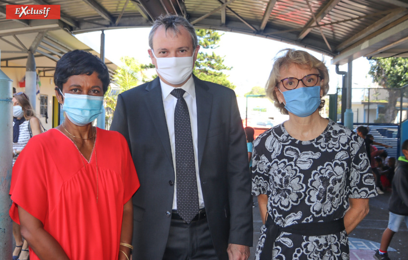 Ericka Bareigts, maire de Saint-Denis, Jacques Billant, Préfet de La Réunion, et Chantal Manès-Bonnisseau, Rectrice