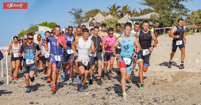 Départ du duathlon sur la plage de Saint-Pierre