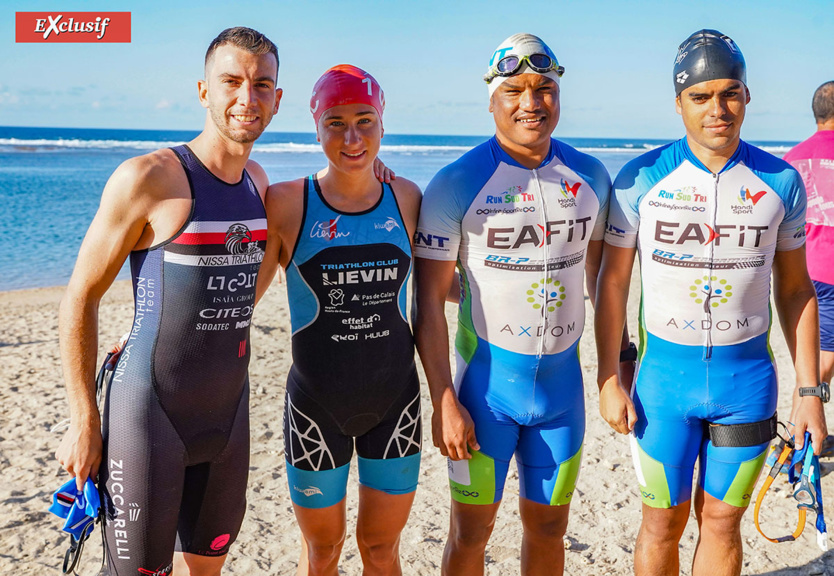 Thomas Navarro, Justine Guérard, Armand Sautron et Roger Prugnières, athlète malvoyant Thomas Navarro, Justine Guérard, Armand Sautron et Roger Prugnières, athlète malvoyant