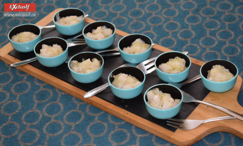 Un tartare de noix de Saint-Jacques allié aux oeufs de légine, délicieux! Un tartare de noix de Saint-Jacques allié aux oeufs de légine, délicieux!