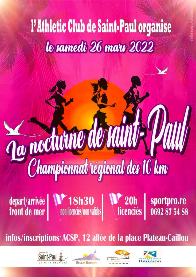 En nocturne le championnat des 10 km route à Saint-Paul le samedi 26 mars